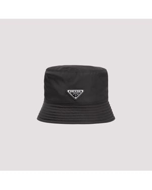 Prada Sleek Bucket Hat With Tonal Visor - Black