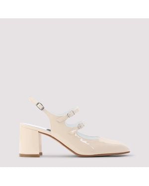 CAREL PARIS Banana Patent Leather Sling Back Court Shoes - Natural