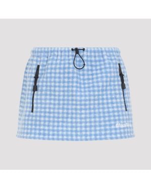 Miu Miu Bianco Cielo Tessy Check Teddy Skirt - Blue