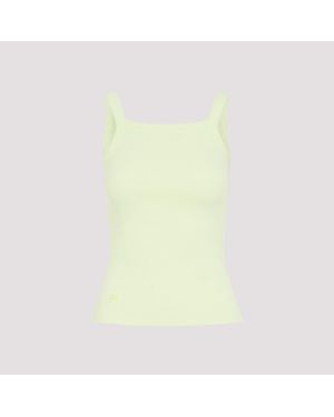 PANGAIA Soft Lime Cotton Ribbed Square Neck Tank Top - Yellow