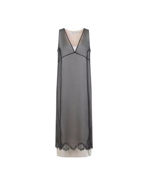 Carven Layered Silk Midi Dress - Grey