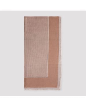 Saint Laurent Large Striped Carré Scarf - Brown