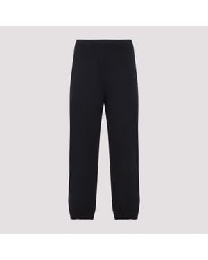 Lanvin Embroidered Logo Cotton Trousers - Black