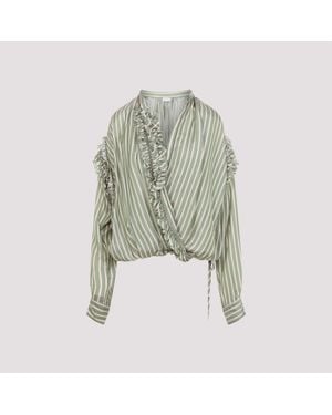Dries Van Noten Cenver Bis Cupro Shirt - Green