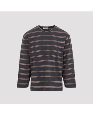 Jil Sander Meteorite L/ Striped T-Shirt - Grey