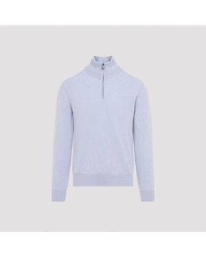 Brioni Half Zip Up Jumper - Blue