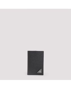 Prada Mini Leather Card Case - Grey