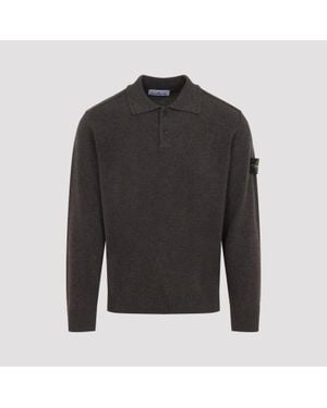 Stone Island Virgin Wool Polo Knitwear - Black