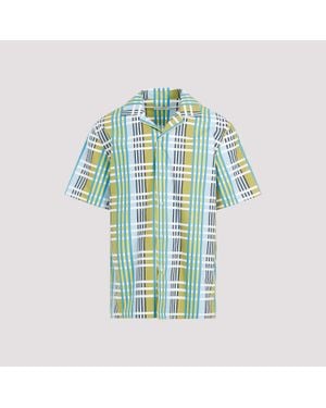 Lanvin Chequered Design Cotton Shirt - Blue
