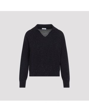 Peserico Lurex Knit Polo Jumper - Blue