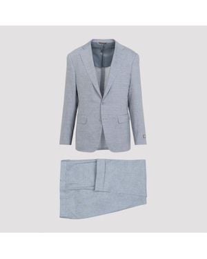 Canali Light Linen And Wool Suit - Blue