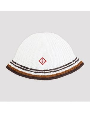 CASABLANCA Crocheted Cotton Bucket Hat - White
