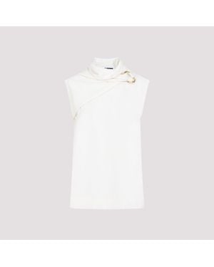 Jil Sander Draped Knitted Tank Top - White