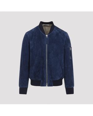 Tom Ford Soft Suede Bomber - Blue
