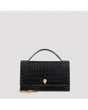 McQueen Th Medium Skull Clutch - Black