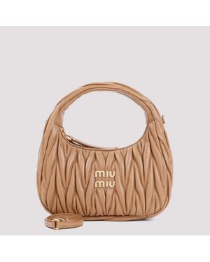 Miu Miu Leather Miu Wander Matelassé Hobo Bag Unica - Brown