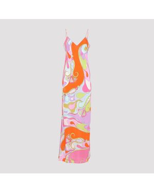 PUCCI Elegant Long Silk Dress For - Orange