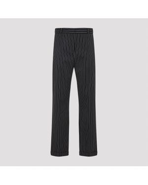 Tom Ford Striped Wool Chino Trousers - Grey