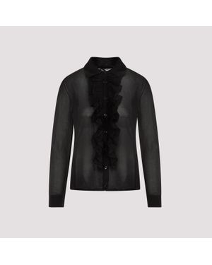 Tom Ford Chic Ruffled Shirt With Pointed Collar For - Black