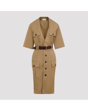 Saint Laurent Elegant Cotton Dress For - Natural