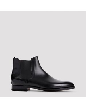 John Lobb Black Calf Leather Lawry Boots
