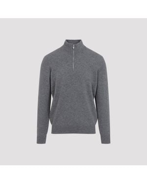 Brunello Cucinelli Half Zip Cashmere Jumper - Grey
