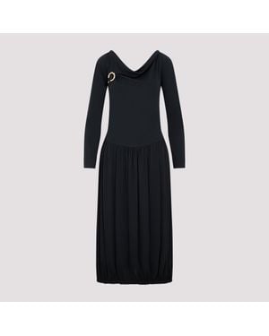 Lanvin Ls Drape Midi Dress - Black