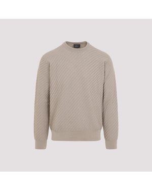 Brioni Cotton And Silk Pullover - Grey