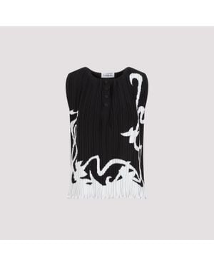 Lanvin Sleeveless Pleated Top - Black