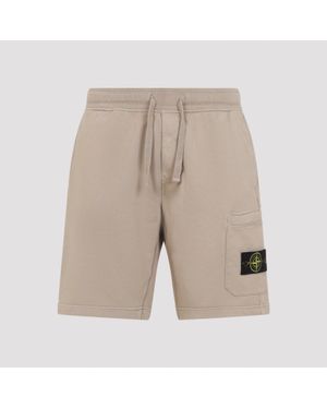 Stone Island Cotton Shorts - Natural