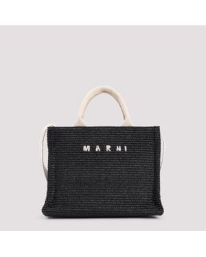 Marni Raffia East-West Tote Bag - Black