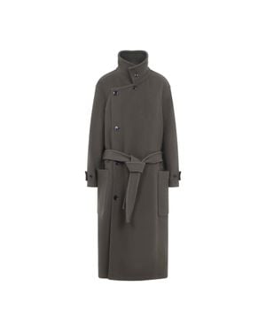 Lemaire Wrap Wool Coat - Grey
