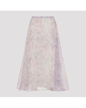 Alberta Ferretti Printed Organza Midi Skirt - Pink