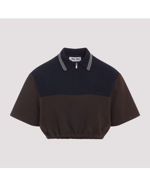 Miu Miu Cacao And Cropped Viscose Top - Blue