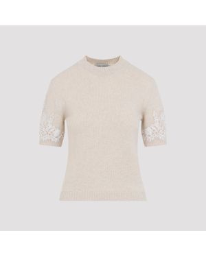 Alberta Ferretti Knit T-Shirt - Natural