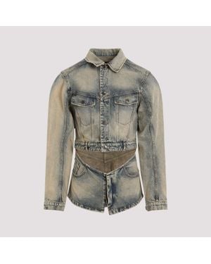 Egonlab Blue Cutout Cotton Denim Jacket - Grey