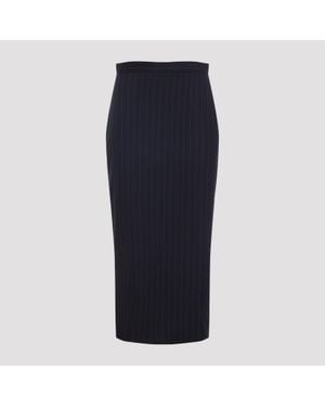 Givenchy Pinstriped Wool Midi Skirt, Dark - Blue