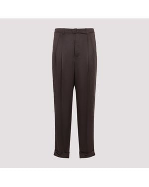 Saint Laurent Silk Trousers - Brown