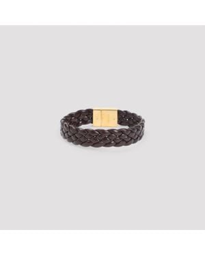 Bottega Veneta Dark Barolo Intrecciato Leather Bracelet - Red