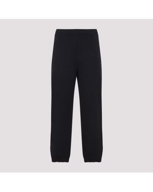Lanvin Embroidered Logo Cotton Trousers - Black