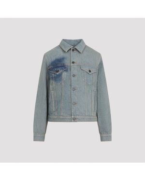 Jean Paul Gaultier Denim Jacket With Face Print - Blue