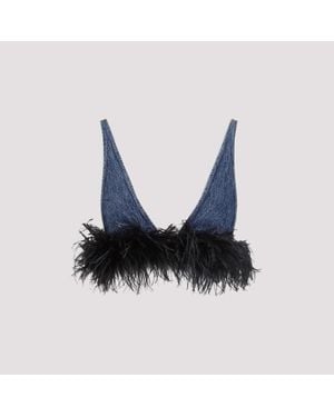 Miu Miu Feather Cotton Top For - Blue