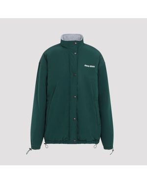 Miu Miu Padded Snap-Front Blouson Jacket - Green