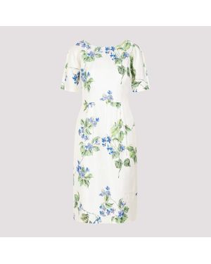 Prada Nude & Neutral Cupro Midi Dress - Blue