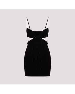 Off-White c/o Virgil Abloh Plunging Neckline Cut-Out Ribbed Mini Dress - Black