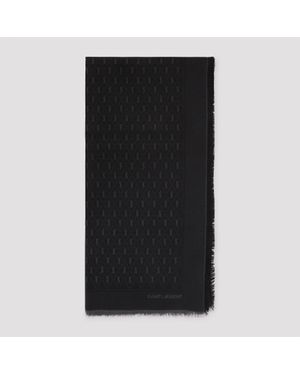Saint Laurent Jacquard Monogram Scarf - Black