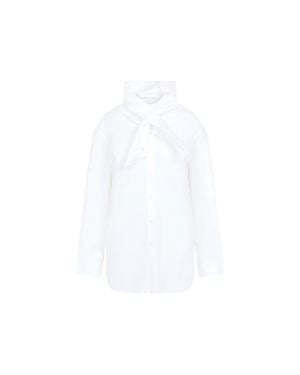 Carven Scarf Detail Cotton Shirt - White