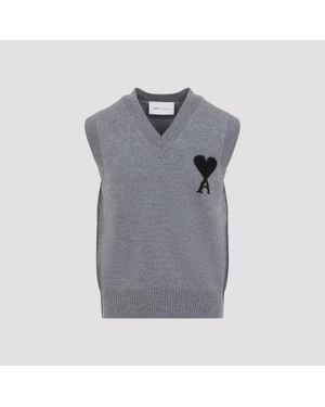 Ami Paris Adc Sleevless Jumper - Grey