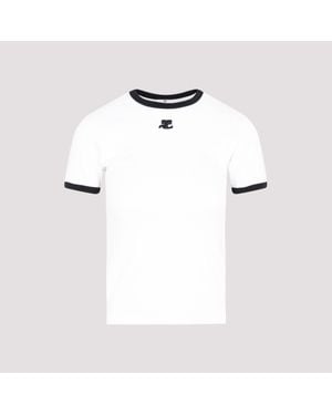 Courreges Courrèges Contrast Cotton T-Shirt - White