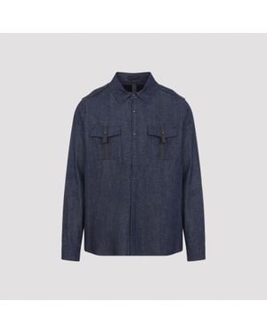 Sease Cotton Denim Overshirt - Blue